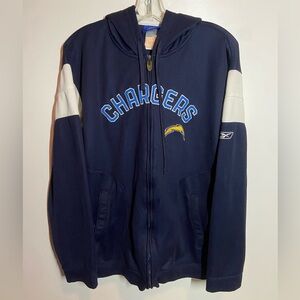 Y2K Reebok NFL Chargers Navy Zip-Up Sweater